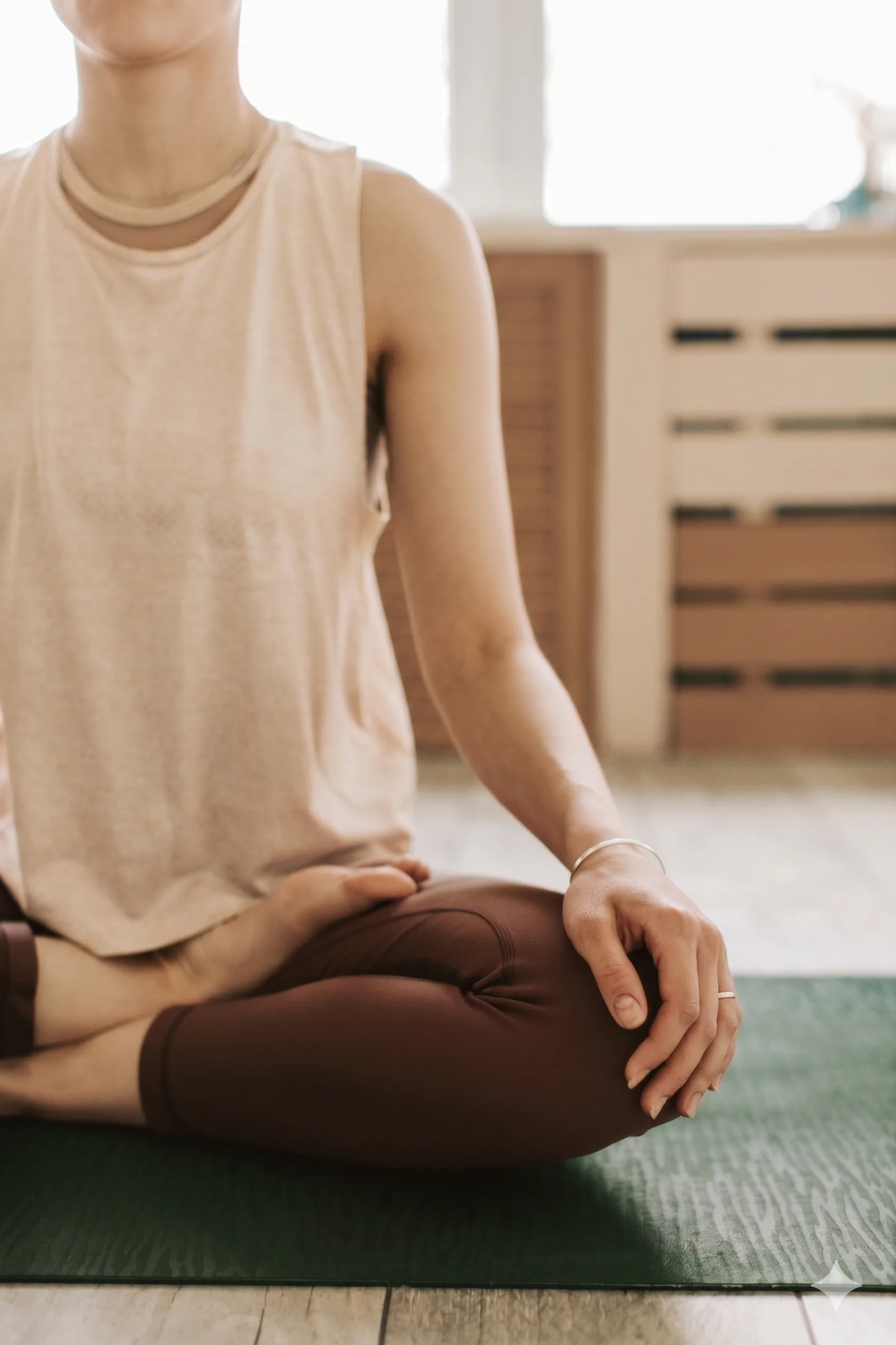 Centered, grounded posture — the calm focus a balanced hormone profile delivers